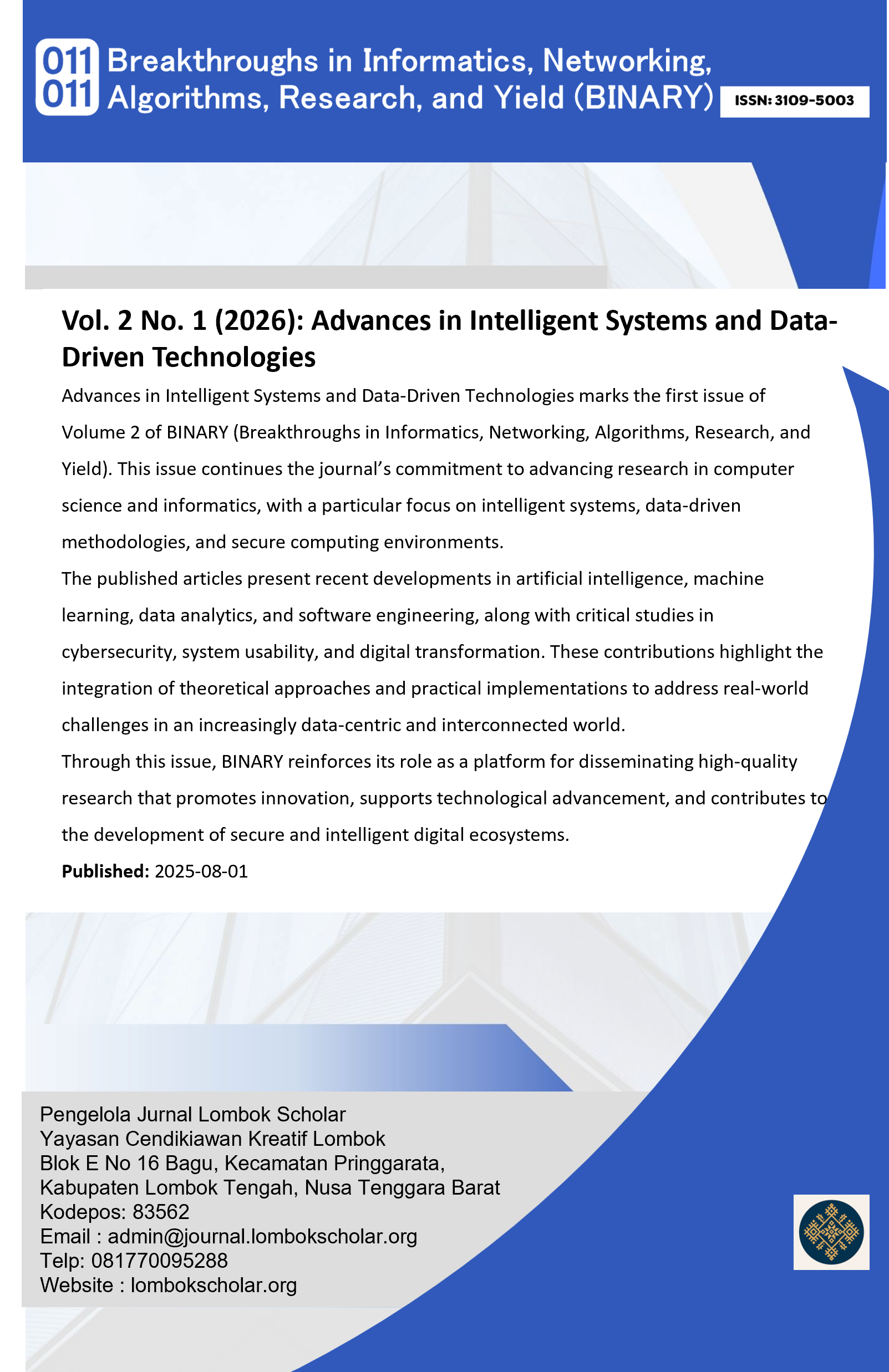 					View Vol. 2 No. 1 (2026): Advances in Intelligent Systems and Data-Driven Technologies
				